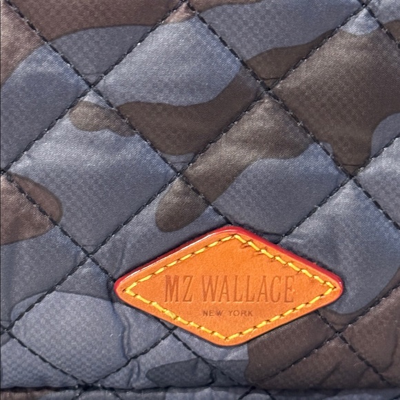 MZ Wallace Bag Laptop Metro Organizer Sleeve Blue Black Camouflage Quilted Nylon - Picture 9 of 17